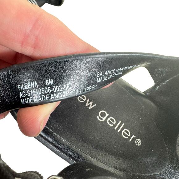 Andrew Geller Fileena Black Open Toe Strappy Heeled Wedge Sandals Size 8 - Picture 6 of 7